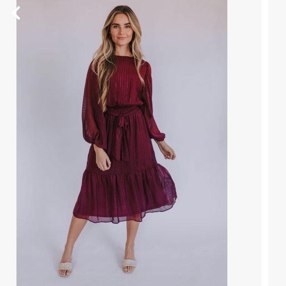 One Loved Babe burgundy dress maroon L - Picture 8 of 10